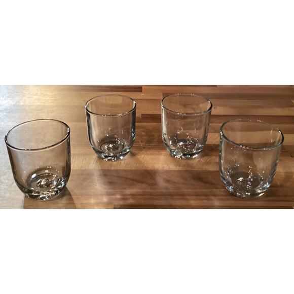 Vintage Roly Poly Clear Whiskey Glasses Molded Star Pattern on Bottom Set of 4 - Picture 5 of 12
